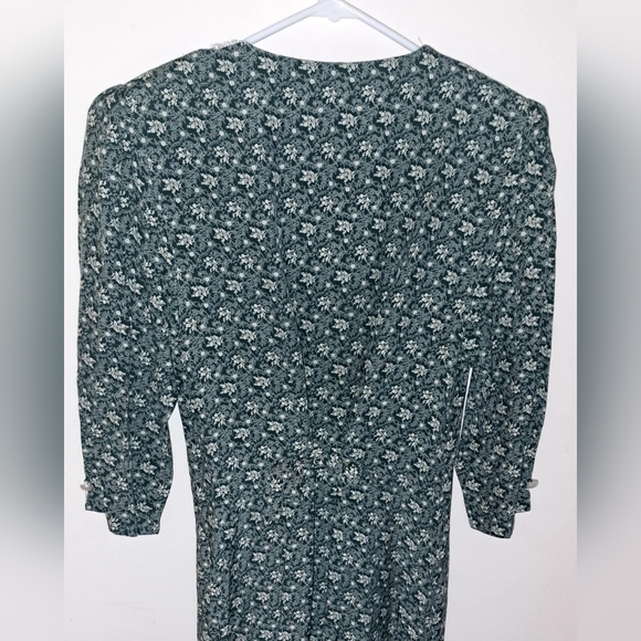 Vintage patterned green midi dress - Picture 4 of 7